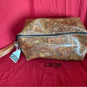 Holy Cow NEW Large Buckaroo $175 Embossed Brown Leather
